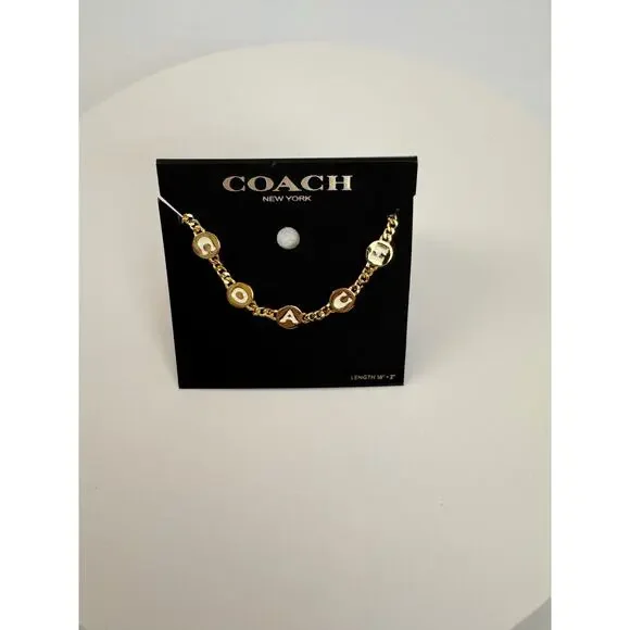 Coach Enamel Gold Chain Necklace Coach Letter
Charms NWT - Picture 5 of 10